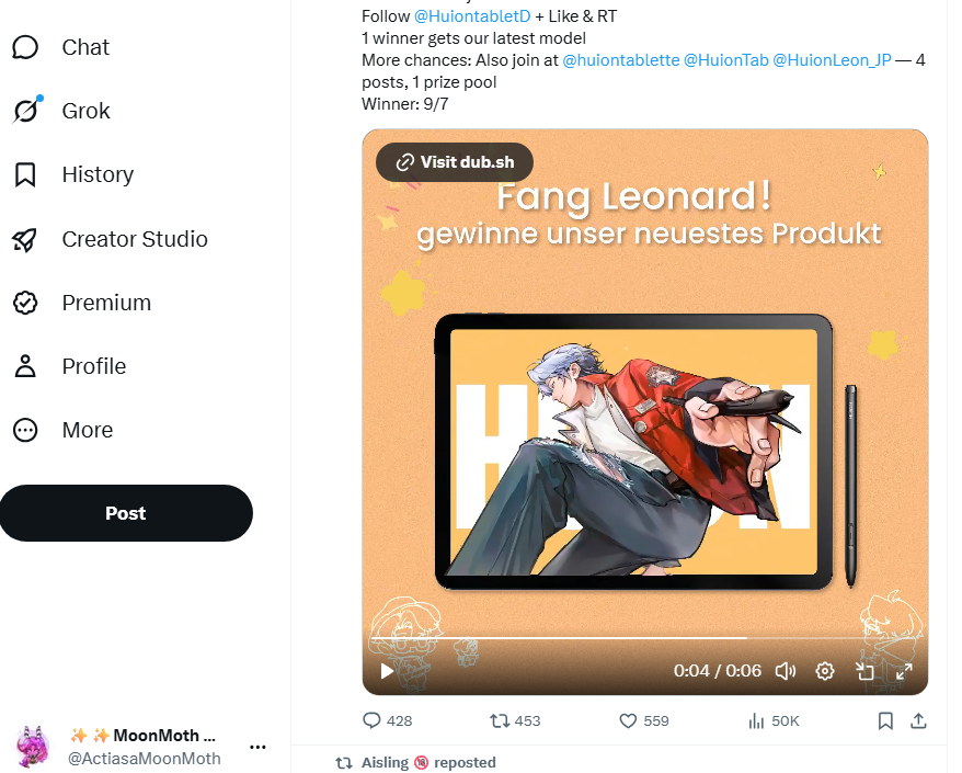 ActiasaMoonMoth's tweet photo. @HuionTab @HuiontabletD @huiontablette @HuionLeon_JP https://t.co/o1CwMHGnSM