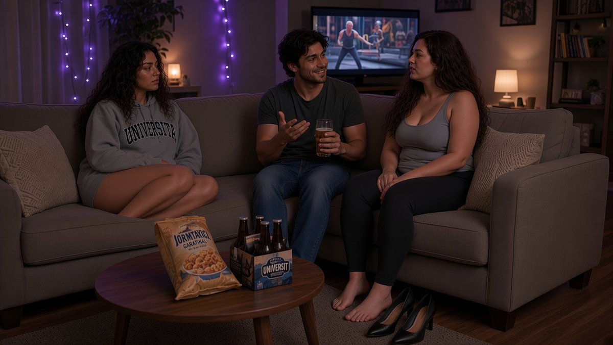 eggsecutor4's tweet photo. Friday night. Purple lights. Popcorn. Jake in the middle, talking shit about how pain is just “noise” you ignore.

2 — The Movie Night  Full story: https://t.co/6pBjiwQ7d5

Original fiction • AI-generated character art.  

#AdultFiction #KinkFiction #Ballbusting https://t.co/yBXKA0XJ6C