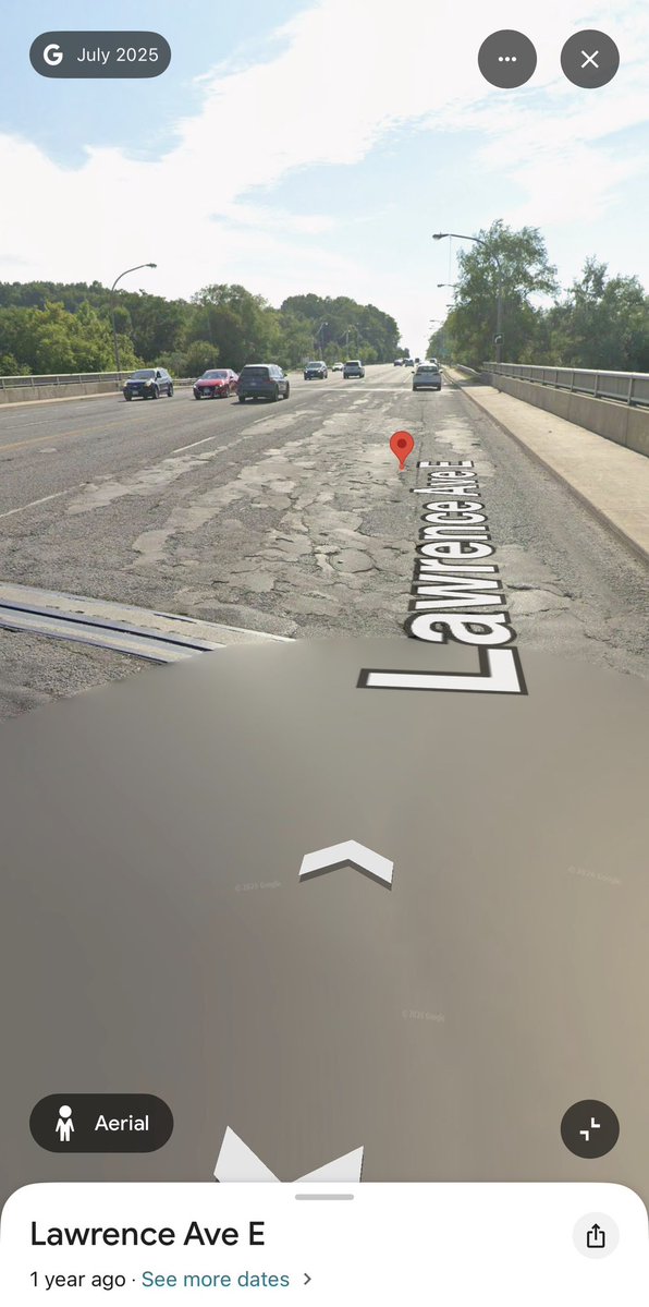 b_earth25's tweet photo. @311Toronto @311Toronto when will this road be fixed? Lawrence ave E near DVP. It’s been 2 years since request was put in. Road car hazard 
@CP24 @CTVNews @CBC @globalnewsto https://t.co/wYIav7FCuK