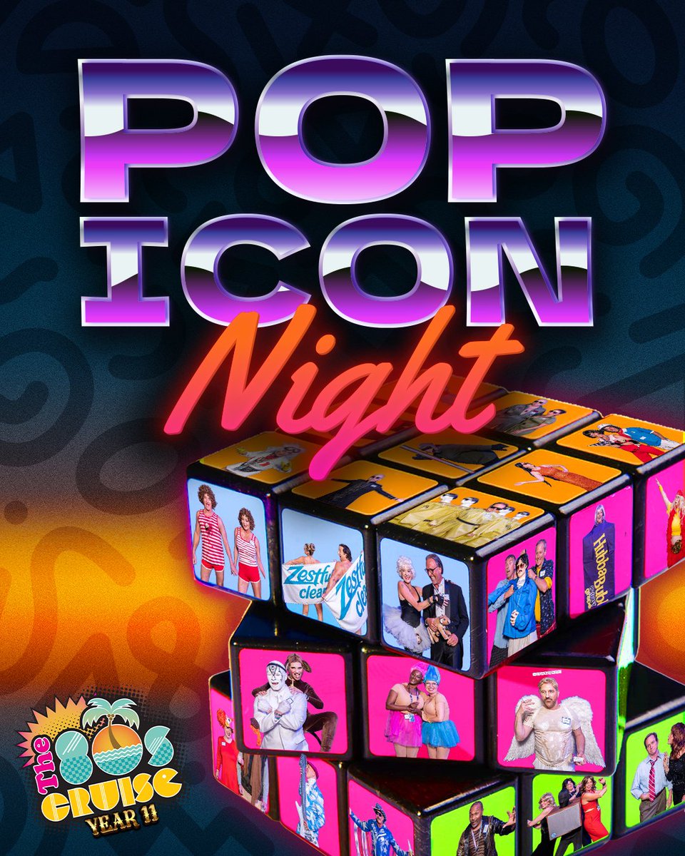 The80sCruise's tweet photo. The most “icon-ic” party on The 80s Cruise is back! 🎉​

This is your chance to bring your favorite 80s icon to life.​

Let your imagination run wild and compete for a share of the $1,000 prize pool or sit back and enjoy the biggest costume night at sea! https://t.co/pBcs6y3DO5