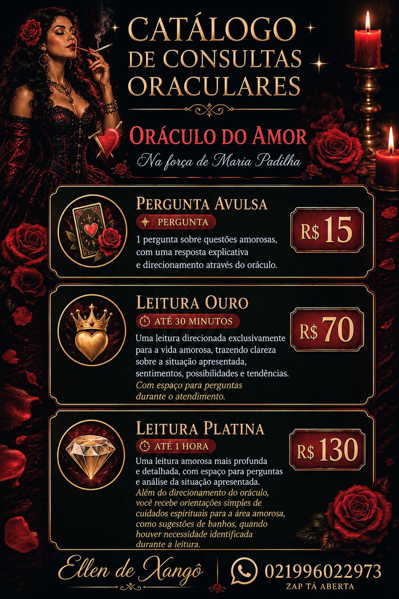 ellendexango's tweet photo. 🔮✨ MESA ABERTA ✨🔮

Os caminhos estão abertos para quem busca respostas, direcionamento e clareza.

🃏 Venha consultar os Oráculos e enxergar além do que os olhos conseguem ver.

📲 Agende seu atendimento.

#MesaAberta #Oraculo #Cartomancia #Baralhodeexu #Espiritualidade https://t.co/Gn6V9RKq9O