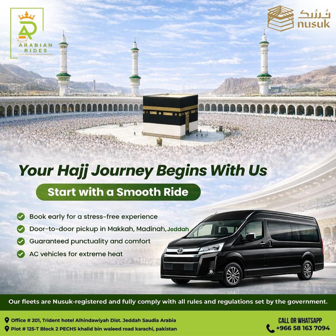 MelvaDelushn's tweet photo. Your Hajj journey begins with a smooth ride. Book now: 00966581637094 https://t.co/kuXzrupPmJ