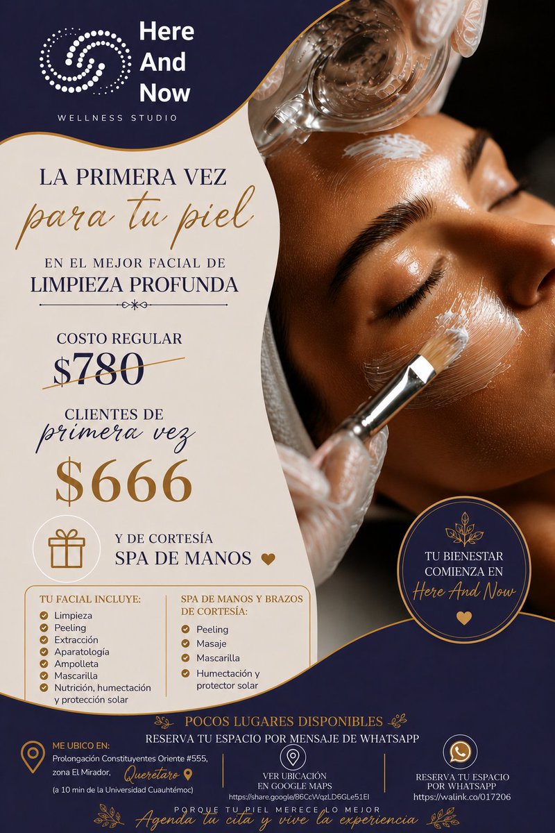 mari_b8888's tweet photo. ✨ Facial de Limpieza Profunda | Promoción Primera Visita✨

Válido para Damas👒 y Caballeros🧔

📍 Ver ubicación en Google Maps⁠�
https://t.co/NyUITZO1iP

📱 Reservar por WhatsApp⁠�
https://t.co/14lJJqYzcx
#queretarolimpiezaprifunda #spaqro #masajista #facialqro https://t.co/uGhLgQRIc1
