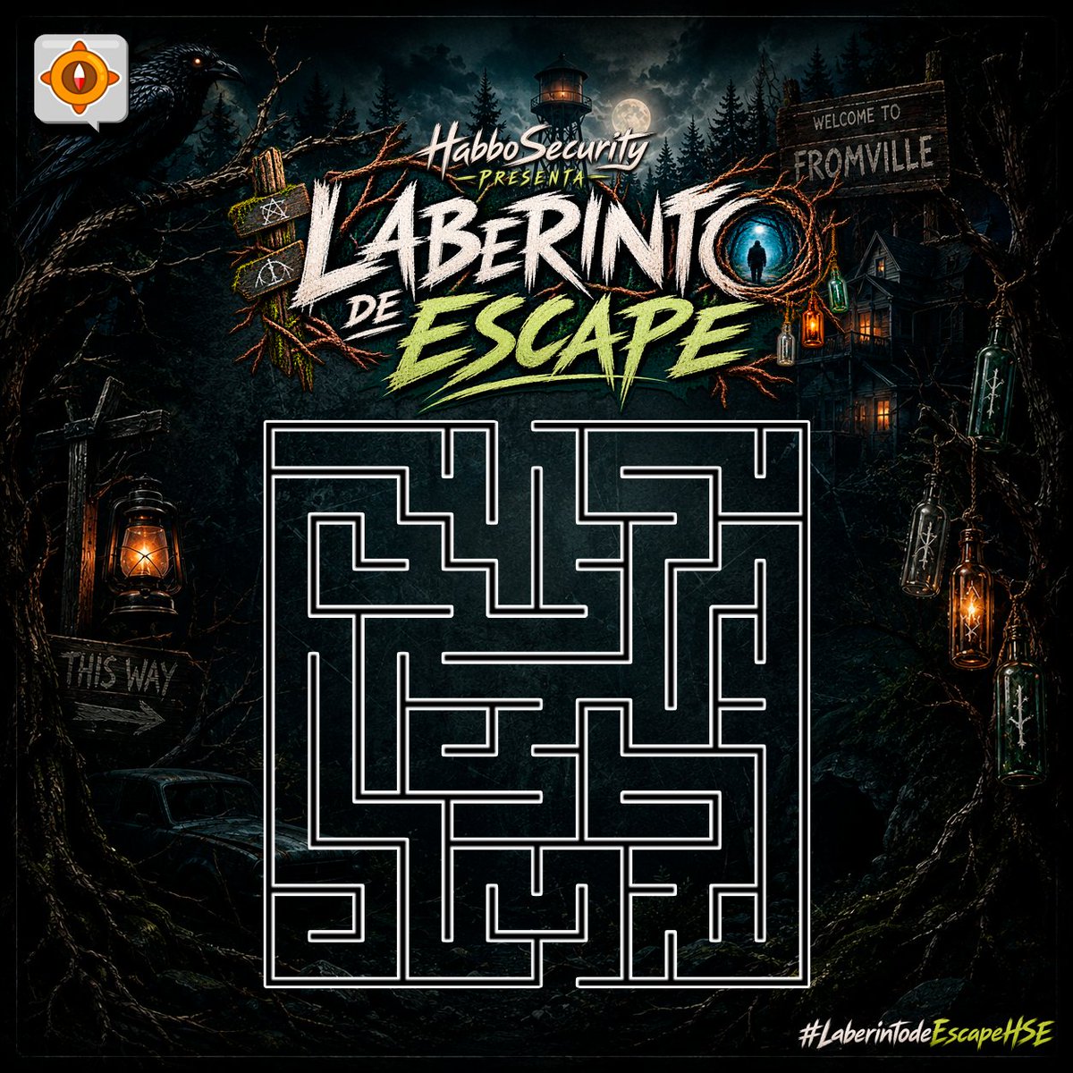 ESHabboSecurity's tweet photo. 🏮 ¡Cae la noche en el bosque! Descifra el sendero que lleva a la salida antes de quedar atrapado. Deja en tu respuesta tu nombre de usuario, la ruta correcta y el hashtag #LaberintodeEscapeHSE para llevarte la quinta placa: "El Talismán" 🧿
¡Los primeros 5 ganan, mucha suerte! #FROMWeek