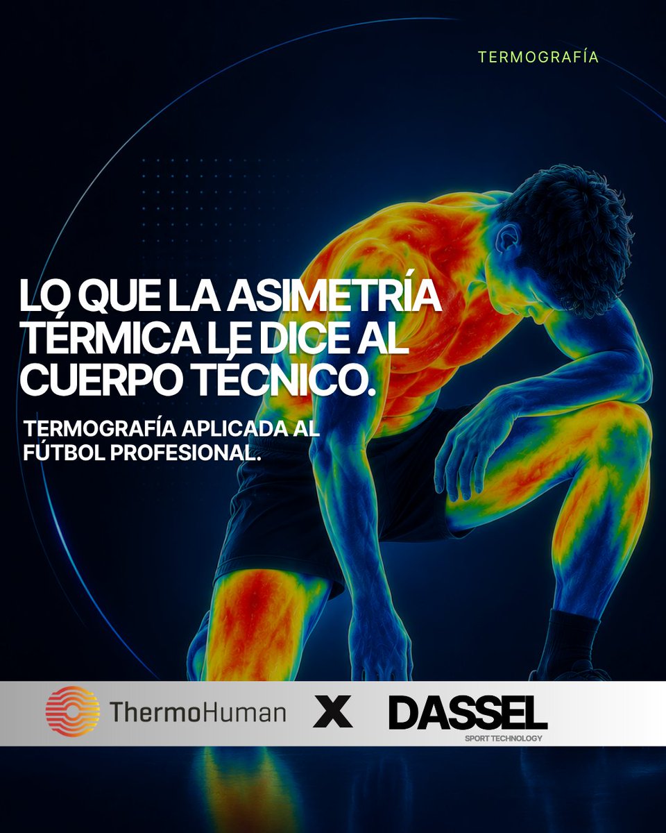 Dasselsportech's tweet photo. La asimetría térmica permite detectar cómo responde el cuerpo ante las demandas del entrenamiento y la competencia. 🌡️⚽

Isquiotibiales, aductores, flexores y cuádriceps pueden aportar información que complementa lo que vemos en el rendimiento.

La clave no está en una diferencia aislada, sino en interpretarla dentro del contexto del jugador y la carga realizada.

Porque ver lo que no se ve también ayuda a tomar mejores decisiones.

Referencia: Majano, C. Garcia Unanue, J. Fernandez Cuevas, I.

#DASSEL #Termografia #RendimientoDeportivo #SportScience #Prevencion