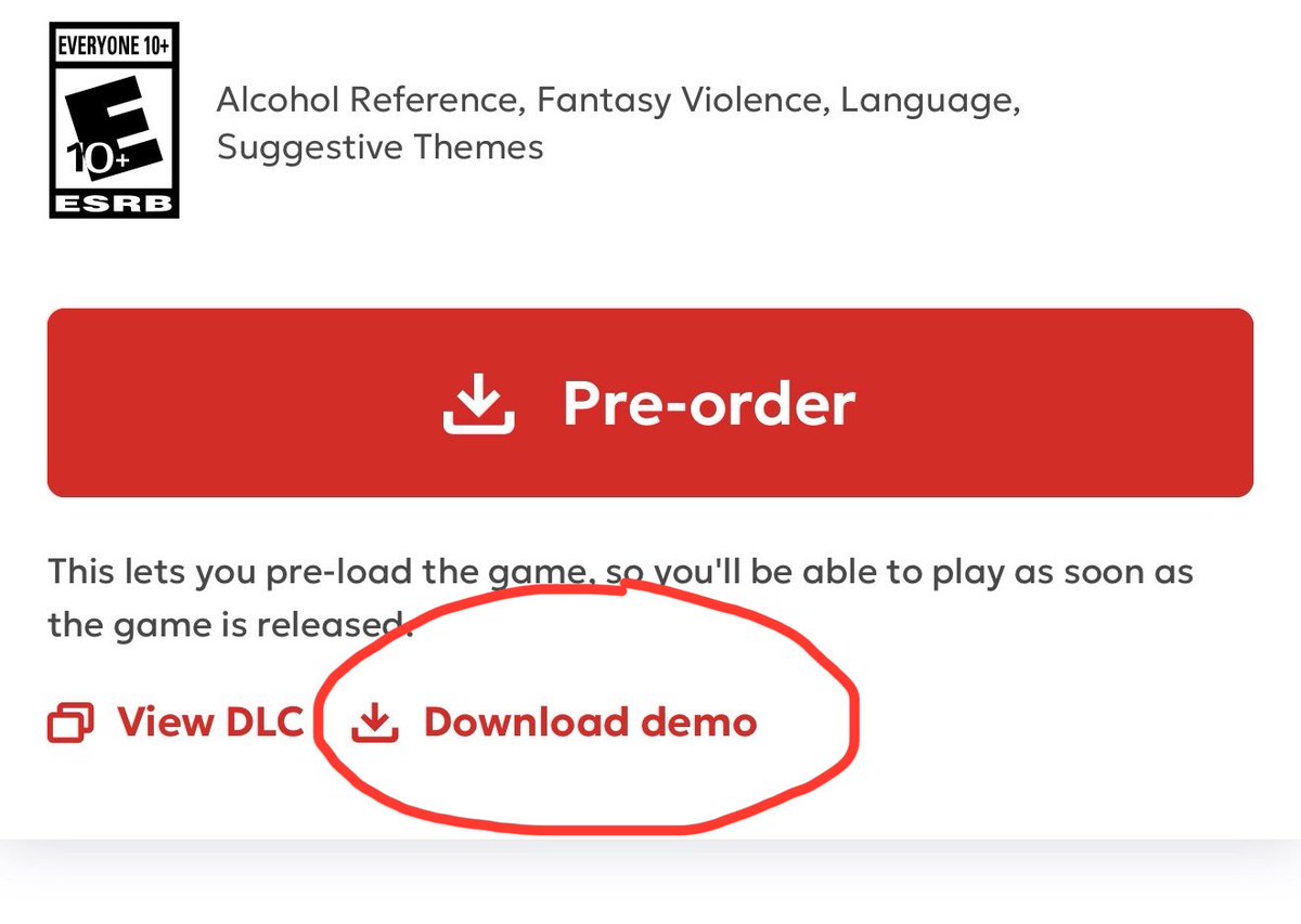 Ratocus's tweet photo. @Wario64 Demo is finally populating, this is from the Nintendo Store app 🤙🏼 https://t.co/MGXCtAt3Gx