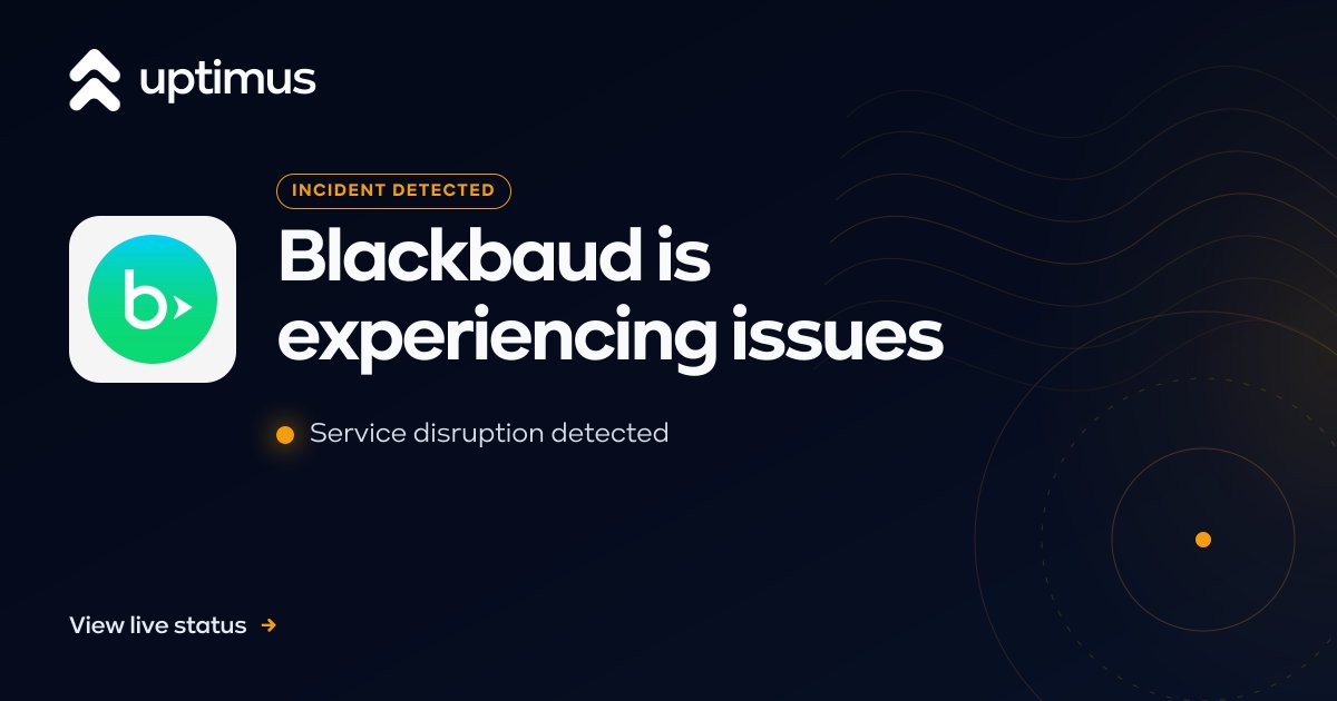 UptimusApp's tweet photo. Blackbaud reports an active incident as of Sep 03, 2026 at 17:39 UTC. Blackbaud Altru is experiencing degraded performance, with unresolved order errors for Diner's Club and Amex payments.
#Blackbaud #ServiceStatus https://t.co/o0Qivd20dM