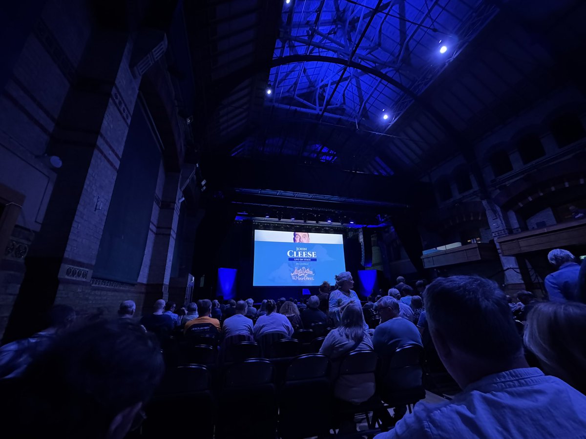 Taff_Gillingham's tweet photo. Following our recent visit to the Lair of the Beast of Caerbannog in Scotland we are at the @CambridgeCornEx this evening to see @JohnCleese and the Holy Grail.

The last time I was here was on 28th February 1981 to see The UK Subs!

#RunAway https://t.co/sz8ZYSv7oi