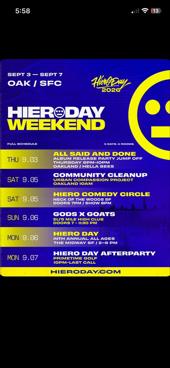 ArchitectHHP's tweet photo. the_architecthhp Yo, what up Oakland!
Come rock with me and Soulestial, live with the band, this Sunday, September 6th at Eli's in Oakland for the Hiero Day Pre-Party.
I'll be rocking the beats live, and we've got a bunch of special guests pulling up throughout the night. https://t.co/b9MODZq9RZ