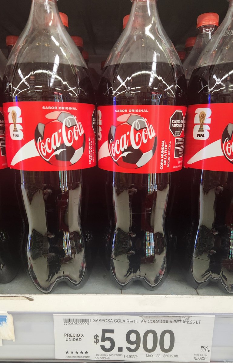 BuySellBA's tweet photo. Coca Cola 2 Liter Bottle is 5,900 pesos in Buenos Aires  ($3.85 USD) vs. $2.97 in the USA

☠️ African wages and Monte Carlo prices in Argentina. https://t.co/9QZdT9cHbR