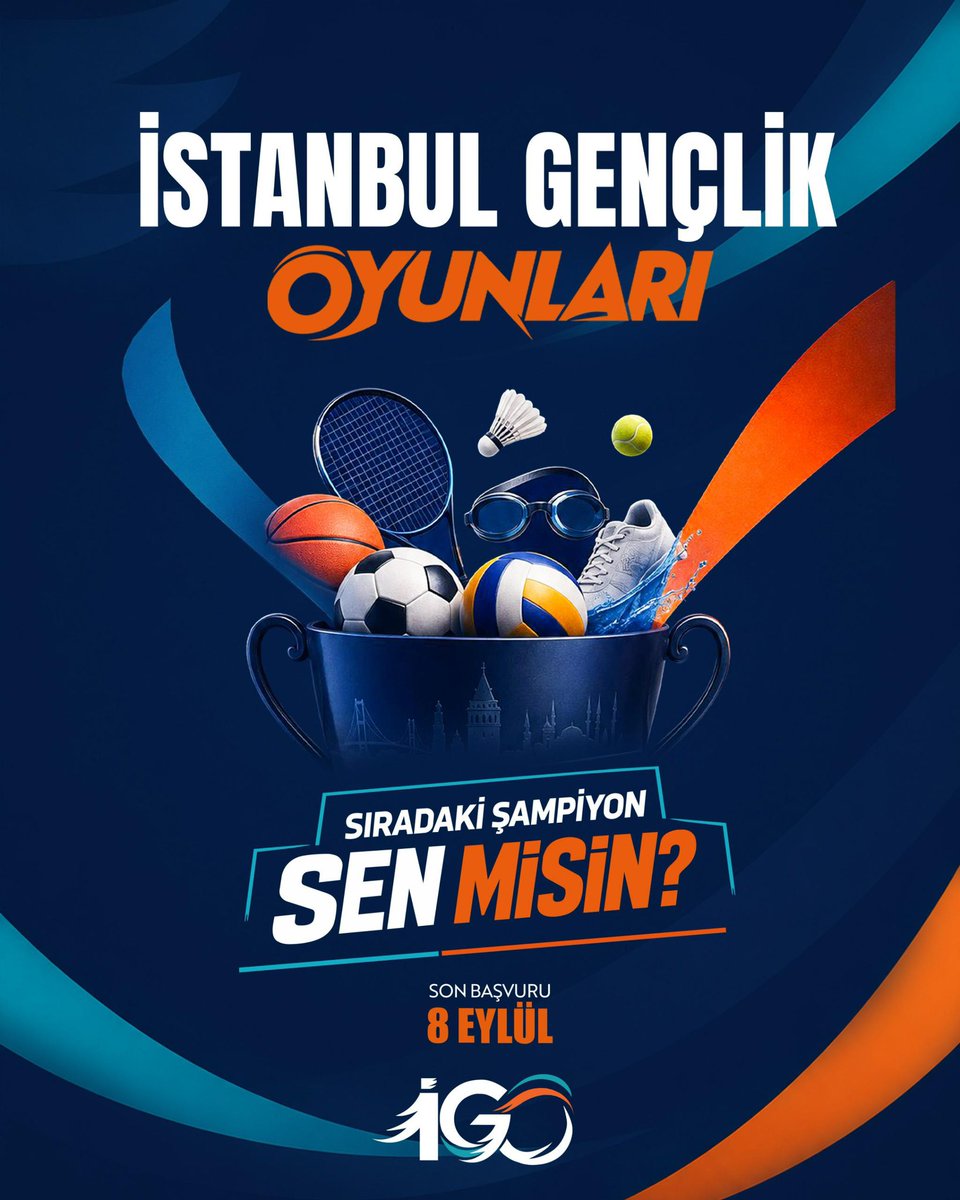 nevzatyucetr's tweet photo. Sıradaki şampiyon sen misin? 

Bu sorunun cevabını sahalarda, parkurlarda ve ekran başında göstermenin tam zamanı! 🚀 

İstanbul Gençlik Oyunları için hazırlıklar tamam, şimdi sıra sende.👇🏻

https://t.co/VVVkAaT8nz

📅 Son Başvuru 8 Eylül
@igoresmi https://t.co/4eXEty7eLX
