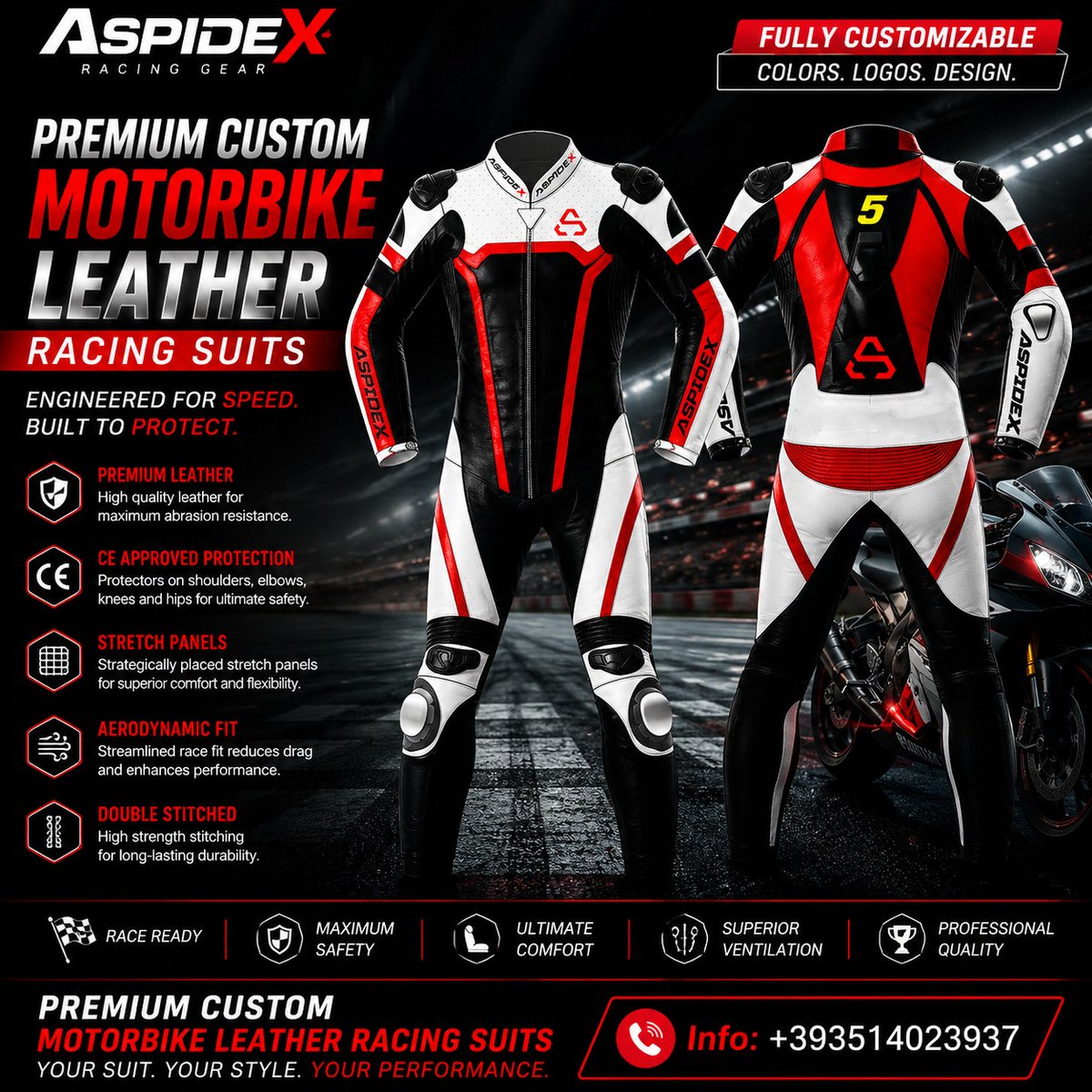 PatsyStuczmpd's tweet photo. Ride with confidence. Race with precision. Premium custom leather racing suits built for performance, protection, and style. Genuine leather, CE protection, custom designs, OEM/private label, low MOQ, worldwide shipping. DM us to start your project. https://t.co/QOD54PvDcH