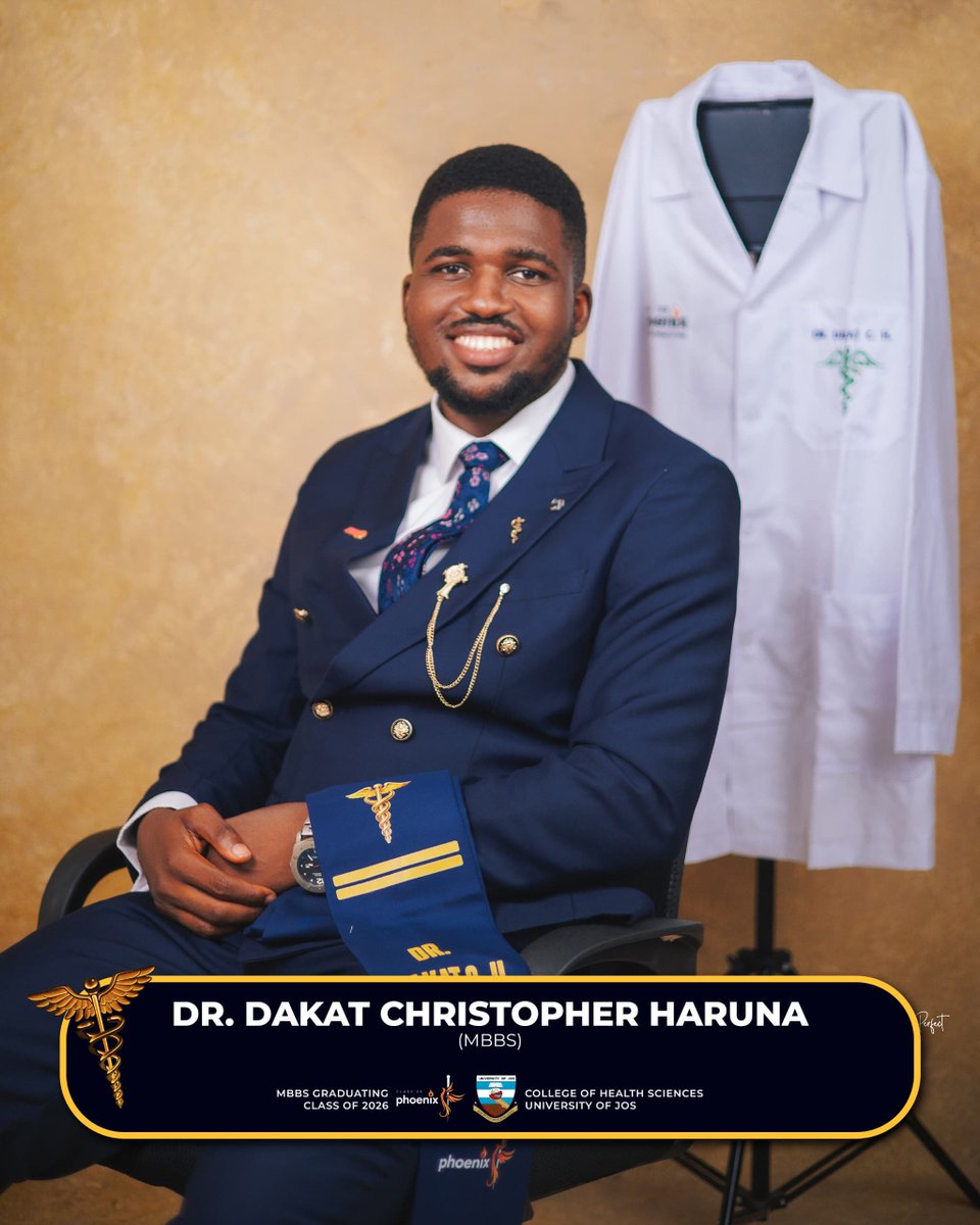 Dakat_Chris's tweet photo. A Better Experience. A Better Ending.

After everything…

I'M A DOCTOR. 🩺🎓

DR. DAKAT CHRISTOPHER HARUNA, (MBBS JOS).

God, thank You. ❤️ https://t.co/USveTUIzCi