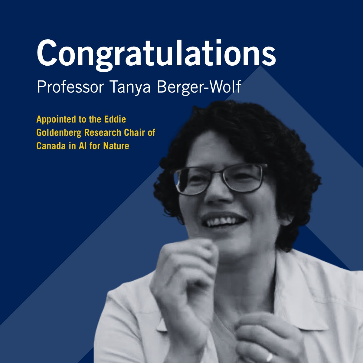 eceuoft's tweet photo. We are proud to welcome Prof. Tanya Berger-Wolf, a world-renowned computational ecologist working at the intersection of AI and biodiversity. 🌿

In July 2027, she’ll join ECE as the Eddie Goldenberg Research Chair of Canada in AI for Nature. https://t.co/B5OIy6wMRe