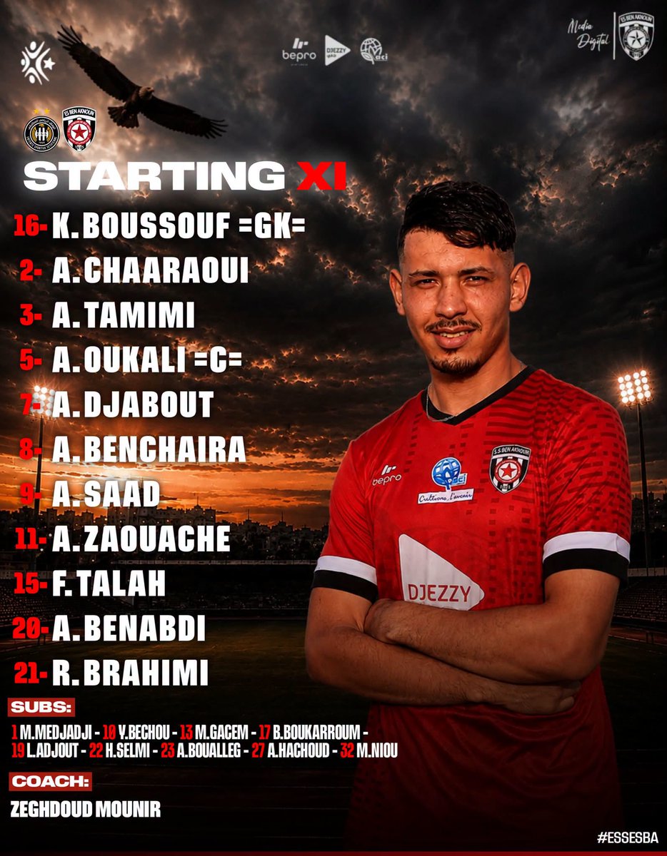 CoachCruyffDZ10's tweet photo. Les premières compos de la saison 2026-2027 de L1🇩🇿..
Sétif avec 2 jordaniens titulaires DINGUERIE..
Hamek 28 ans ex Aubagne a revoir
Oukidja sur le banc du coup pourquoi l'avoir signé..
Coté Benaknoum Gacem débute sur le banc..
#TeamDZ #ESSetif #ESBAknoun https://t.co/5JNkb6uLwM