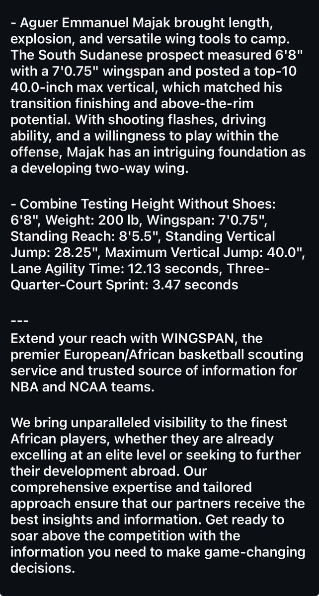EmmanuelMajak76's tweet photo. @wingspanscout BWB Scouting Report

@solomondech3 @jordanemullan @BrotherhoodBaus https://t.co/6ZOdgdxRAx