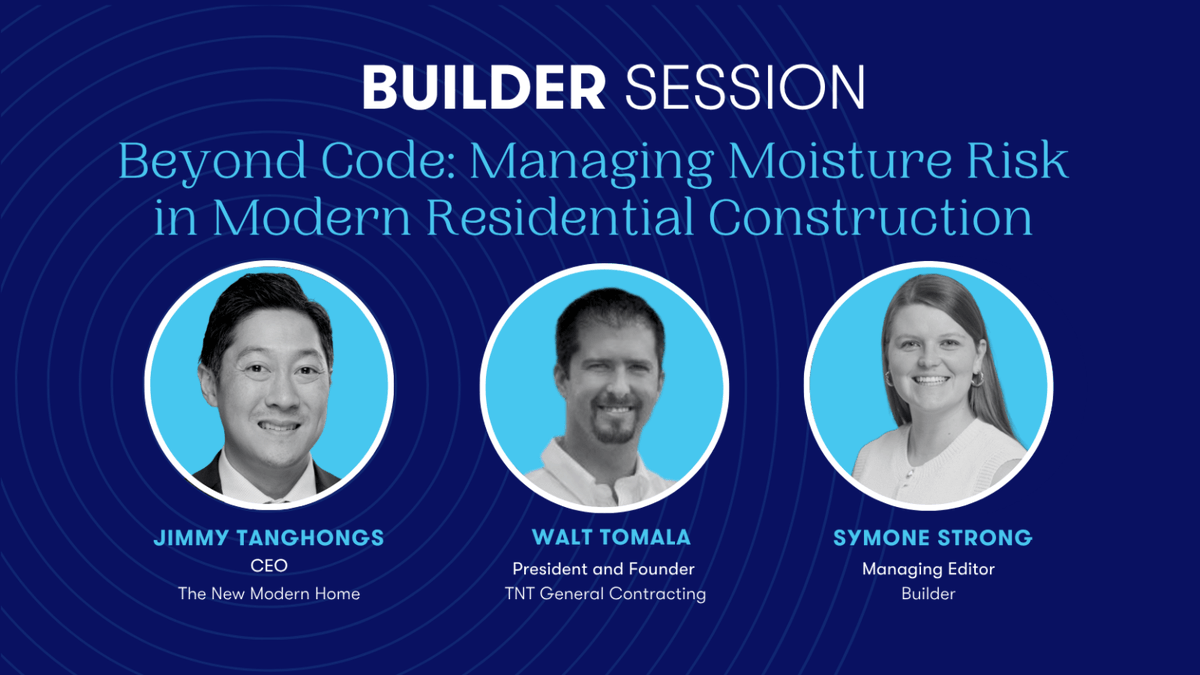 builderonline's tweet photo. 💧 Energy-efficient homes leave less room for error when it comes to moisture.

Builders Jimmy Tanghongs and Walt Tomala share strategies for reducing risk and improving long-term performance.

Watch the BUILDER Session: https://t.co/bkX22vvGHe

#UnderwrittenContent #HenryCompany https://t.co/vBy22REDmC