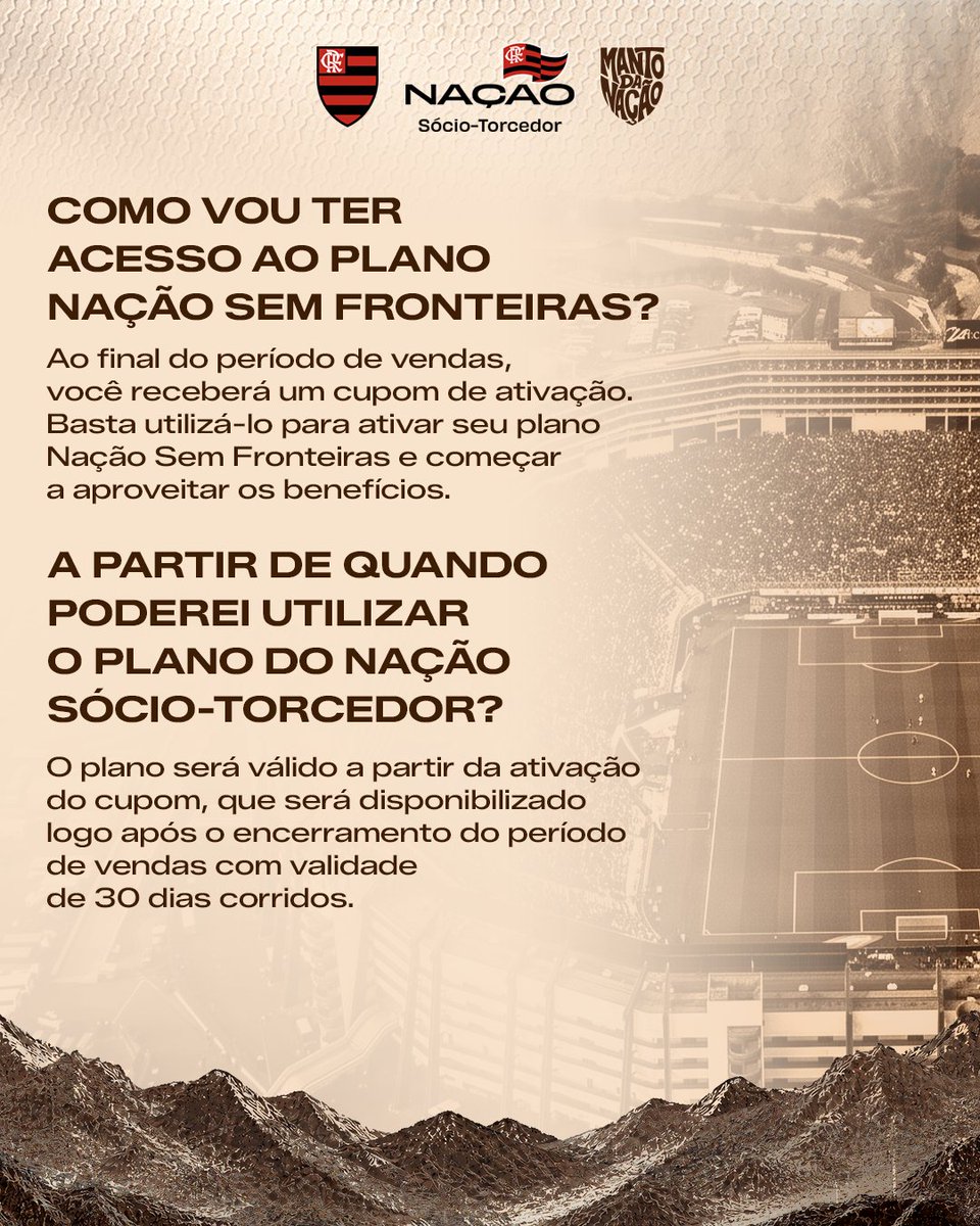 Flamengo's tweet photo. Novidade direto do deserto de Nazca:

QUEM COMPRA A URUBU DE LIMA VIRA NAÇÃO SÓCIO-TORCEDOR DE GRAÇA!

1 camisa = 1 mês de Nação Sem fronteiras 

2 ou mais camisas = 3 meses de Nação Sem fronteiras 

➡️ Compre agora: https://t.co/5D4yNdyYR9

🚨 Vendas até terça-feira ou enquanto durarem os estoques.

⚠️ Comprou 2 ou mais, cada unidade sai por R$239,99