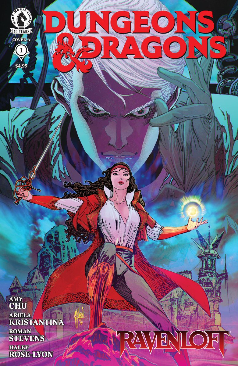 DarkHorseComics's tweet photo. Reminder: DUNGEONS & DRAGONS: Ravenloft is set to kick off on September 16th! Details: https://t.co/GmlBkLZ3eD

This four-issue genre-bending comic series unites Rudolph van Richten’s protégés...

By @AmyChu, @ARIELAkris, Arif Prianto, and @haleyarose. With cover shown from @GuillemMarch. With @DnDBeyond