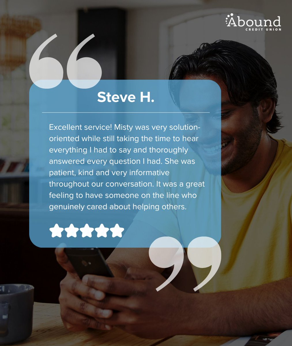AboundCU's tweet photo. Don't take it from us, here's what one of our members had to say. Learn more about being a part of Abound! 💜 https://t.co/3Gl8gRoZSI