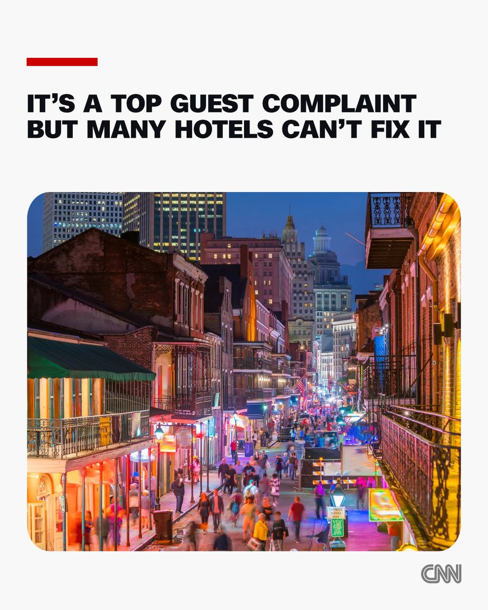 CNN's tweet photo. External noise, internal noise, it doesn't matter. After cleanliness, it's the top concern of hotel guests, according to ProStay, a software and consulting firm that serves hotels. https://t.co/K4MfrcgWzh https://t.co/rUFPv126i7