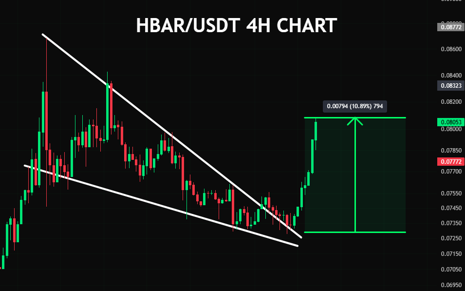 cryptojack's tweet photo. #HBAR is up 10.8% since our signal! 

This is absolutely insane 🔥 https://t.co/bczHwIX18I