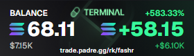 FASHRCrypto's tweet photo. +$6100💰

Waiting for the right plays have paid off today!
No devving only trading on 2 wallets🙂

We up almost $10,000 in 2 days 👀 
Genny September incoming? https://t.co/7iUCksacmb