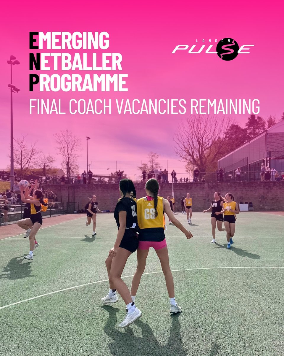 PulsePathway's tweet photo. Final ENP coach vacancies! We're looking for dedicated coaches (min. Level 1) to lead and support our Emerging Netballer Programme athletes.

📩 Email: ENP@londonpulsenetball.com with your coaching experience to apply!

#LondonPulse #ENP #NetballCoaching https://t.co/sqVjHJg8Rh