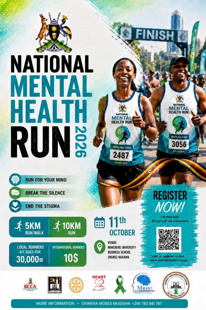 JuliusKizito10's tweet photo. MENTAL HEALTH EVENTS TO LOOK FOR IN UGANDA.

✅10 Sept — L.I.V.E. Conference 2026
✅10 Oct — Keturah Mental Health Awards
✅11 Oct — National Mental Health Run
✅19–21 Oct — 1st African Regional Summit on Suicide Prevention
✅25–26 Nov — Alcohol Policy Alliance Conference. https://t.co/SczgVSD4M3