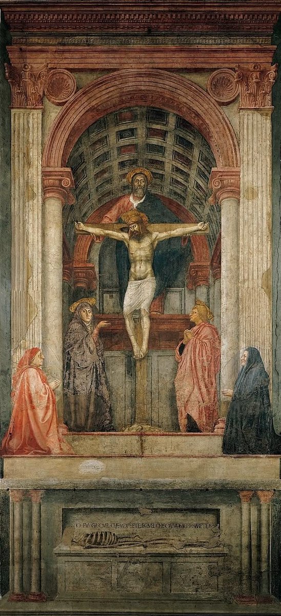 RamellaUgo's tweet photo. Santa Maria Novella Firenze. La meravigliosa Trinità di Masaccio 1401 1428 Opera più tre dettagli vedere singolarmente https://t.co/Rud2xL9KZm