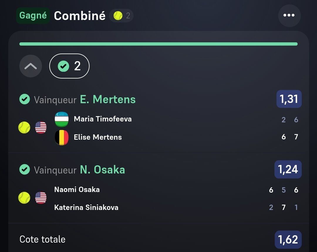MattPronos_'s tweet photo. Mini montante Jour 5✅

Mertens ML &amp; Osaka ML 1.62

925 € —> 1499 €✅💰

#TeamParieur https://t.co/QMoSl1U1hQ