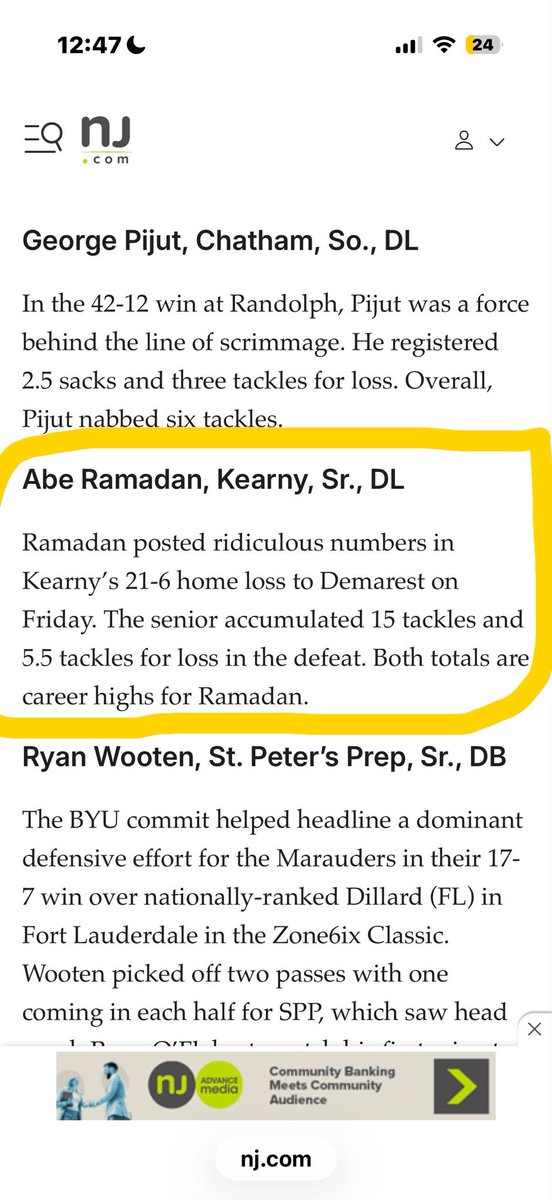 _AbrahamRamadan's tweet photo. Defensive players of the week.

#senioryear #recruit #collegefootball #ncaa #defense #hudl #highschoolfootball #newjersey #stats https://t.co/Mbid9VKkkO