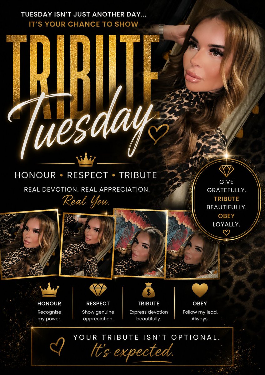 PrincessMaisX's tweet photo. ๐โจ TRIBUTE TUESDAY โจ๐
Tuesday is your reminder to show appreciation where itโs due. ๐
Honour. Respect. Tribute. Real devotion speaks louder than words.
๐ฐโจ Your tribute isnโt optionalโฆ itโs expected.
#TributeTuesday #Honour #Tribute #FemininePower #LeopardPrint ๐โจ๐ค https://t.co/x0YOc41L1u