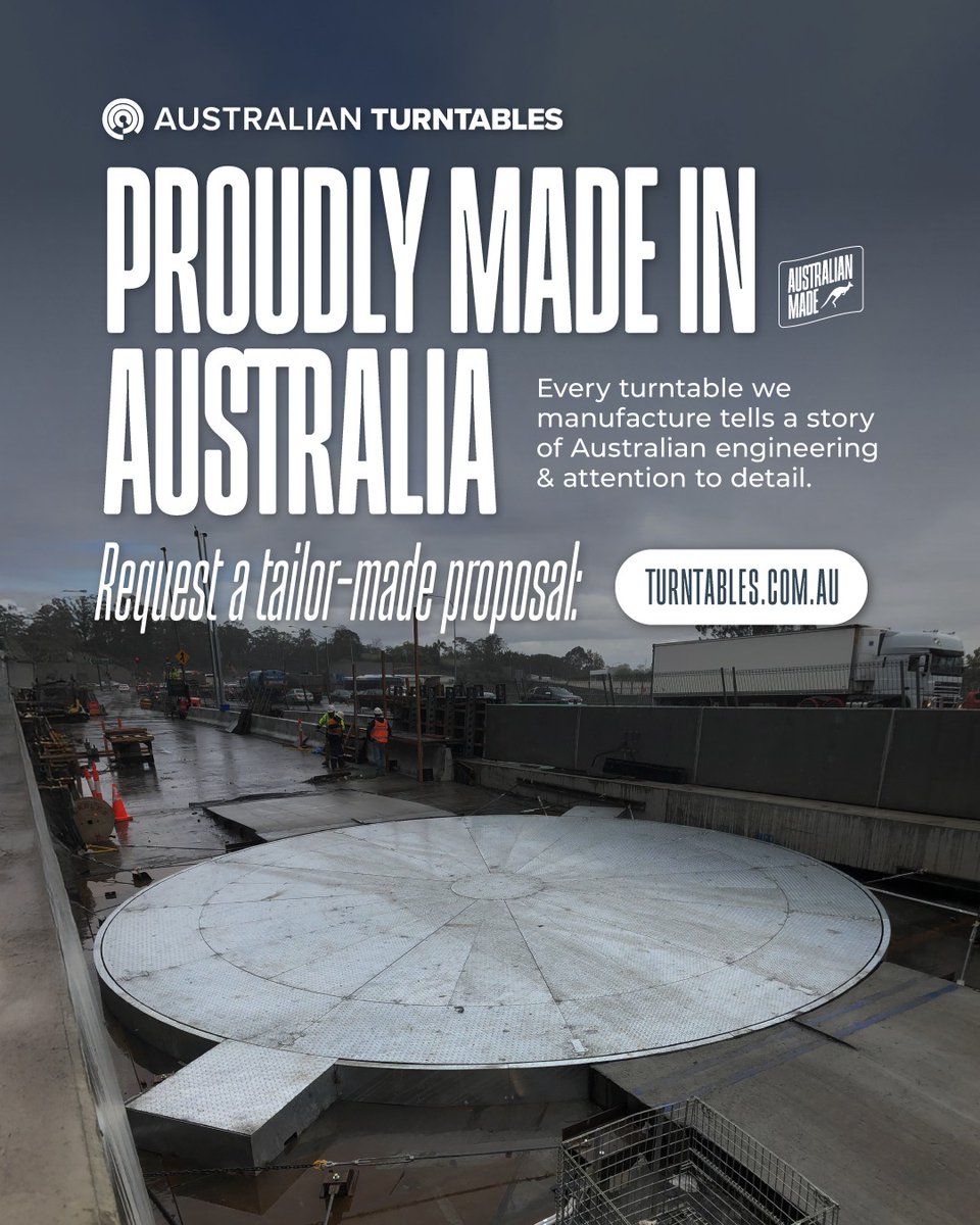 GerdaLutesoi's tweet photo. Every turntable we build reflects Australian engineering. From concept to completion: precision manufacturing, tailor-made solutions, local expertise, and ongoing support. Invest in reliability, safety, and craftsmanship built in Australia. https://t.co/InEaGZ6gSQ