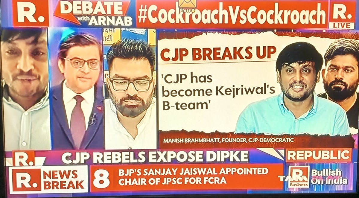 AjaySarin123183's tweet photo. 🐞 #CockroachVsCockroach
CJP is splitting — and its own rebels are exposing Dipke.
Manish Brahmbhatt, co-founder of CJP Democratic (CJP-D), alleges:
• CJP has become Kejriwal’s B-team and wants to support anti-BJP parties.
• Its members are handpicked, with the organisation allegedly acting at Kejriwal’s behest.
• CJP wants to pursue political deals rather than fight for student issues.
• The organisation, he alleges, has shown little interest in genuine student concerns.
🐞 Cockroach vs Cockroach.
CJP vs CJP.
The rebellion has begun — and the mask is coming off.