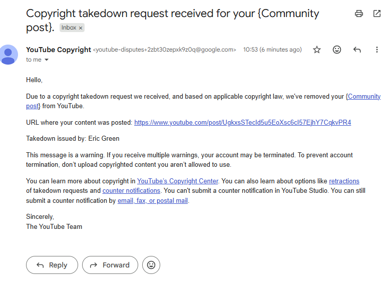 cawcawTV's tweet photo. Day 5 Update

Got 50+ more videos taken down, but now even COMMUNITY POSTS are being taken down

An image of Oshi no Ko Season 2 from 2023 is violating @TeamYouTube copyright law and my channel get be terminated if more goes through

WTF am I supposed to do, there aren't counter notifications for community posts like for videos with copyright strikes