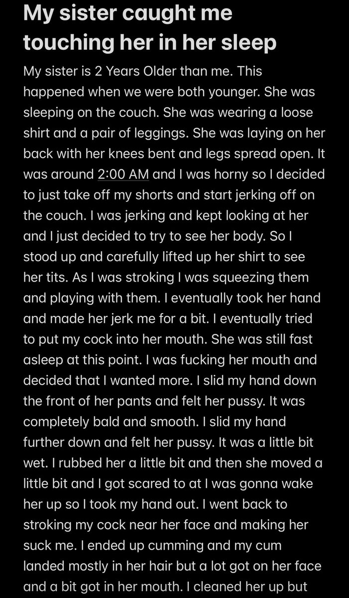 inc3s1lovur12's tweet photo. Incest Confession

The Time My Sister Caught Me Touching Her While She Was Asleep

#incest #incestconfession #sister #sis #somno #perv #horny #nolimit #brosis #bro #pervert #taboo https://t.co/znj4WyIUSJ