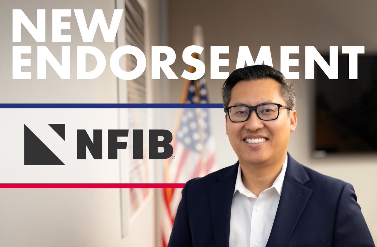 vfong's tweet photo. Proud to have the endorsement of the National Federation of Independent Business (NFIB)!

Our local businesses and entrepreneurs are the backbone of our economy, and I’ll continue fighting to cut red tape, lower taxes, and create a business climate where small businesses can build, invest, and create jobs.

I’m honored to have NFIB’s support and will keep standing up for our community’s small businesses.