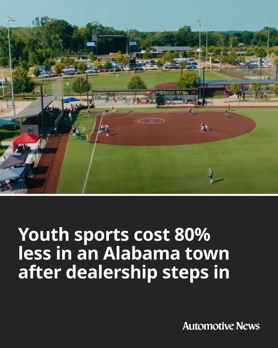 Automotive_News's tweet photo. An Alabama dealership is slashing the cost for local children to play baseball, football and other sports to $25.

Howard Bentley Buick-GMC created Drive to Play, a program in partnership with the city of Albertville, to make recreational opportunities more affordable for families. The previous cost was $150 for football and cheerleading, and $110 for soccer, basketball, softball, baseball and T-ball.

There are no residency limitations or eligibility restrictions for the $25 registration price, which begins this fall. It’s intended to be a long-term initiative that goes well beyond the upcoming year.

#automotive #autoindustry #dealership