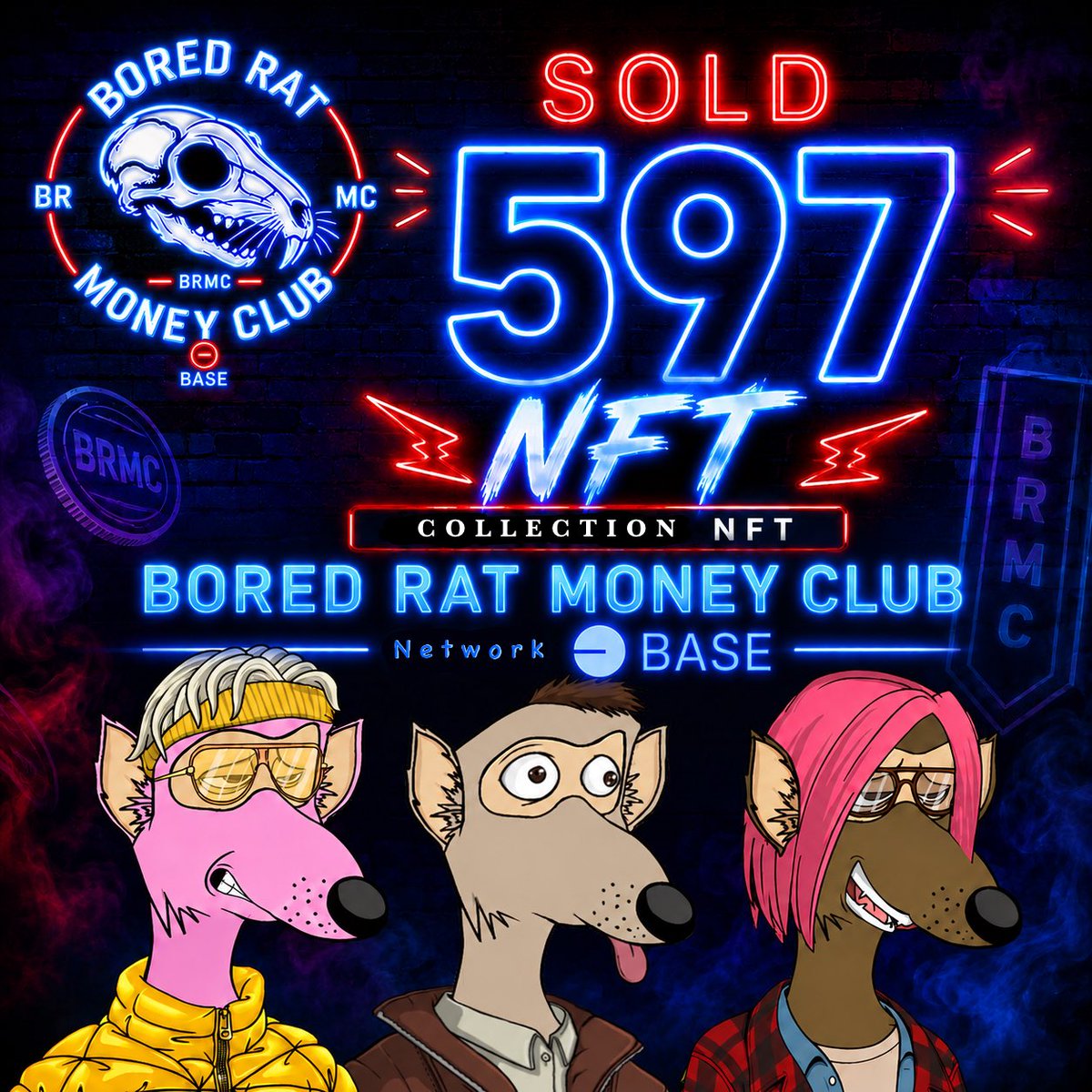 BRMC_base's tweet photo. 🧀🐀 WHO WANTS A RAT?
The Bored Rat Money Club is officially minting on Base RIGHT NOW!
4,444 little degenerates looking for homes.
Adopt yours before they chew through the supply! 😾

🔽 ADOPT HERE 🔽

https://t.co/oHpyr4Zy9v

#BRMC #Base #NFTSale https://t.co/alwN4eBYhy