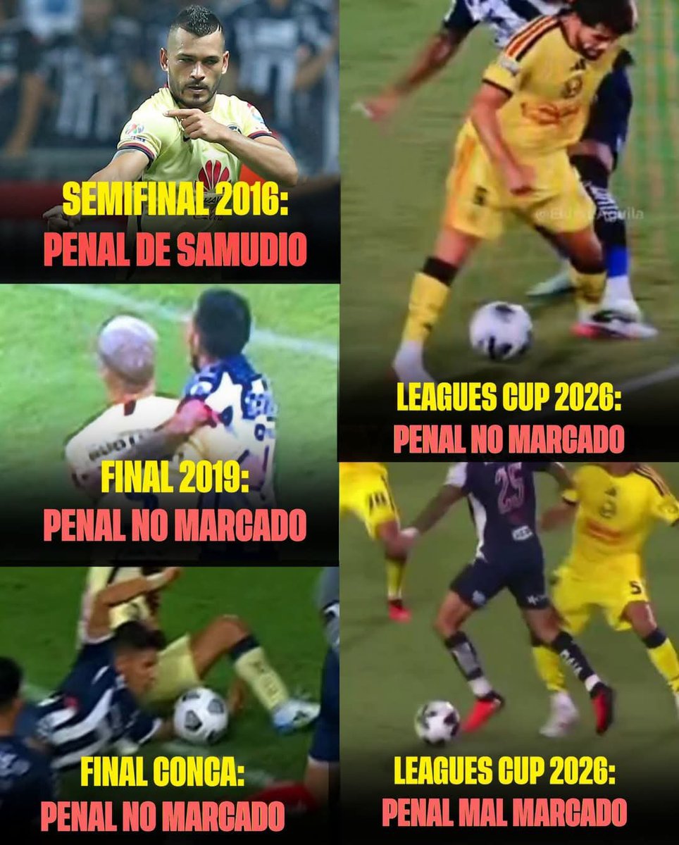 El_Hincha12's tweet photo. ¡¡YA ES NORMAL CONTRA RAYADOS!! 👀❌

Monterrey debe ser uno de los equipos más favorecidos por el arbitraje en los últimos años. Casualmente, siempre el perjudicado es el América cuando juega contra los Regios.

❌ Robo en la semifinal de 2016
❌ Robo en la final de 2019
❌ Robo en la final de Concacaf 2021
❌ Robo en la semifinal de Leagues Cup 2026.