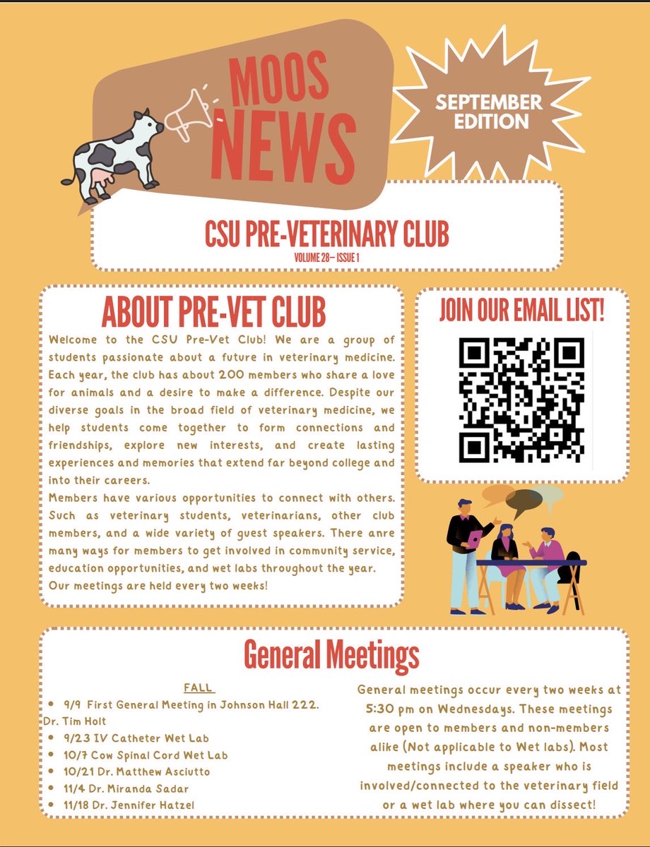 CSUprevet's tweet photo. Our September newsletter is here! Read all our plans for this month (and the rest of the semester) here! #prevet #csu https://t.co/zBvWZQ2Esj