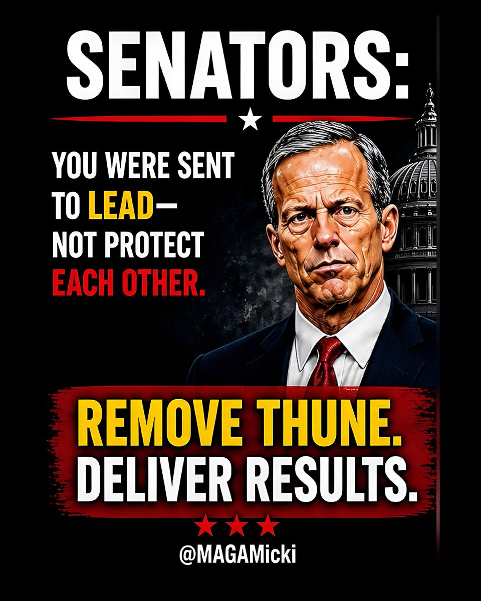MickioffScript's tweet photo. @GuntherEagleman @SenateGOP @LeaderJohnThune @GOPSenate 
Remove Thune or be removed. https://t.co/WNOmWnEv1Z