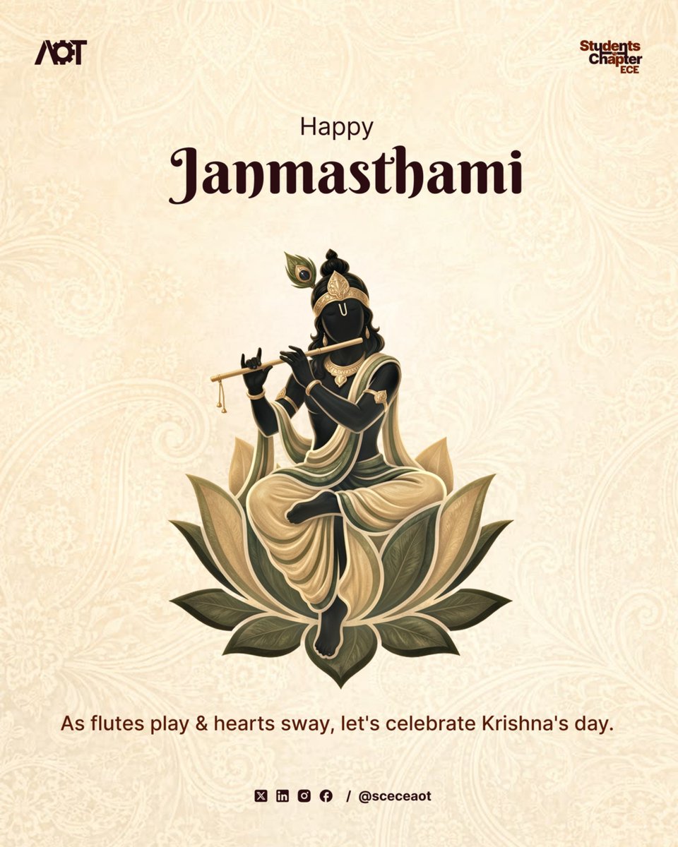 IeiEce's tweet photo. "Wherever there is Krishna, there is prosperity, victory, joy and righteousness."🪈

His flute turned simple breath into divine melody, reminding us that even the smallest things can spark something wonderous.✨

🦚A Happy Janmashtami from SC-ECE! 🦚

#subhojanmashtami #scece https://t.co/E9BTtBy1JC