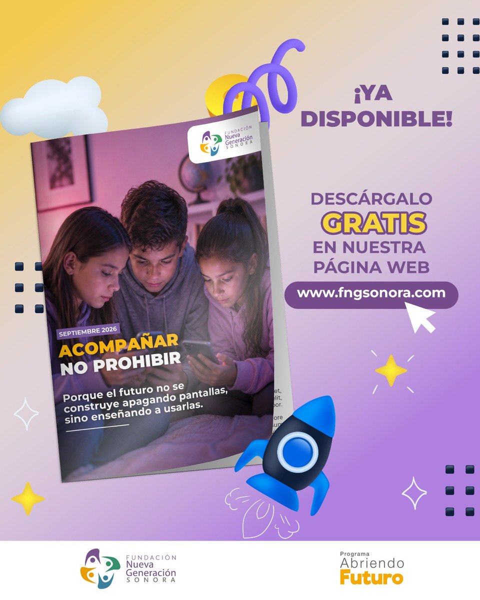 FNGSonora's tweet photo. 📱🌐 Internet puede ser una gran herramienta para aprender, crear y descubrir.

No se trata de prohibir, sino de acompañar y enseñarles a usarlo de forma segura y responsable. 

✅ ¡Ya disponible nuestro estudio! Consúltalo en:  https://t.co/i6V4W14hPc https://t.co/n9p2cUrFYv