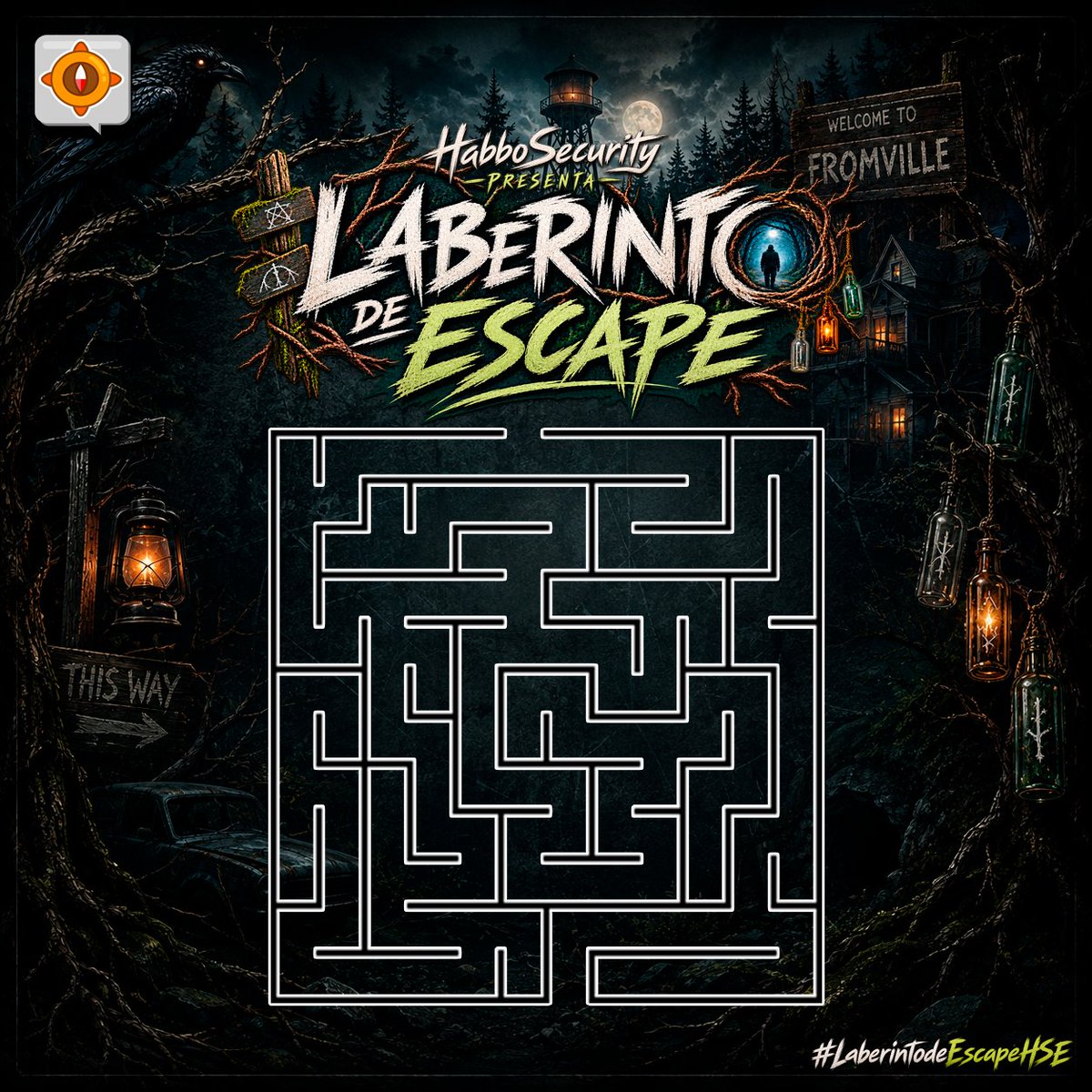 ESHabboSecurity's tweet photo. 🏮 ¡Llega la segunda ronda! Cae la noche en el bosque... Descifra el sendero que lleva a la salida antes de quedar atrapado. Deja en tu respuesta tu nombre de usuario, la ruta correcta y el hashtag #LaberintodeEscapeHSE para llevarte la quinta placa: "El Talismán" 🧿
¡Los primeros ganan 5 ganan, mucha suerte! #FROMWeek 🔦