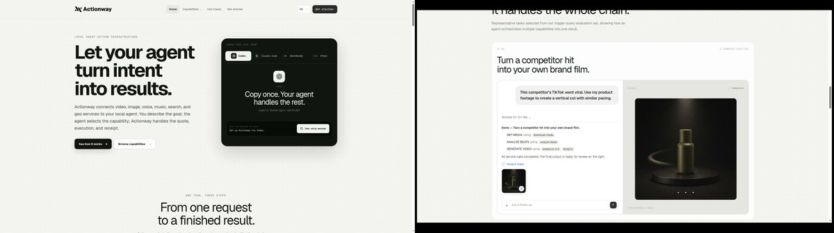 jakeitme's tweet photo. Paying for a different AI tool at every step of one workflow gets expensive fast. I write songs, so my first thought: feed it a finished track, get a captioned vertical video back, quoted before it runs. Pay for the task, not the month. @Actionwayai #Actionway https://t.co/mw9h0p5Bog