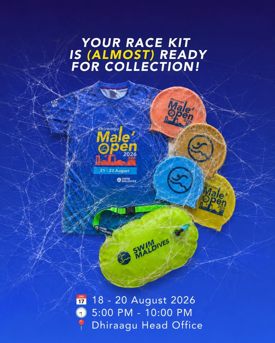 LeraGettys's tweet photo. Your race kit is almost ready for collection! The Dhiraagu Malé Open 2026 Race Expo starts tomorrow, 18–20 August, 5–10 PM at Dhiraagu Head Office. Collect your kit and get race-ready! https://t.co/bJ8GFavQoI