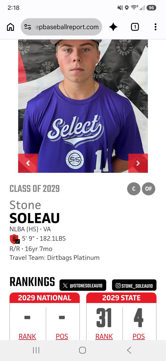 2029VAPlatinum's tweet photo. Shout out to our guys for being ranked in the top 75 for PBR Virginia
@joseph_hag4094
@StoneSoleau10
@BlakeCush29
@EJFBaseball2029 https://t.co/n68HZ4b6Bg