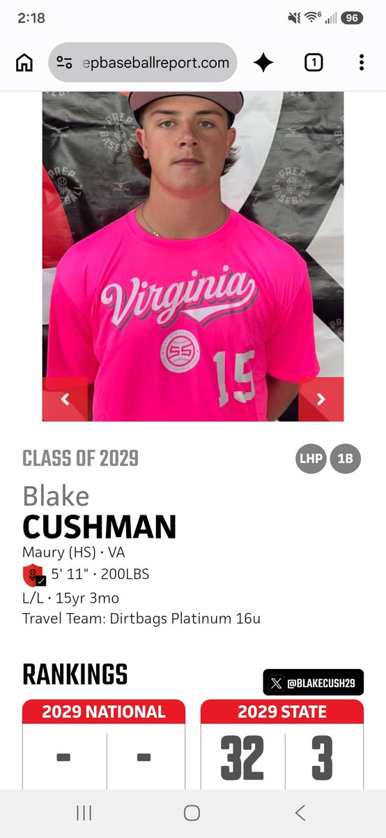 2029VAPlatinum's tweet photo. Shout out to our guys for being ranked in the top 75 for PBR Virginia
@joseph_hag4094
@StoneSoleau10
@BlakeCush29
@EJFBaseball2029 https://t.co/n68HZ4b6Bg